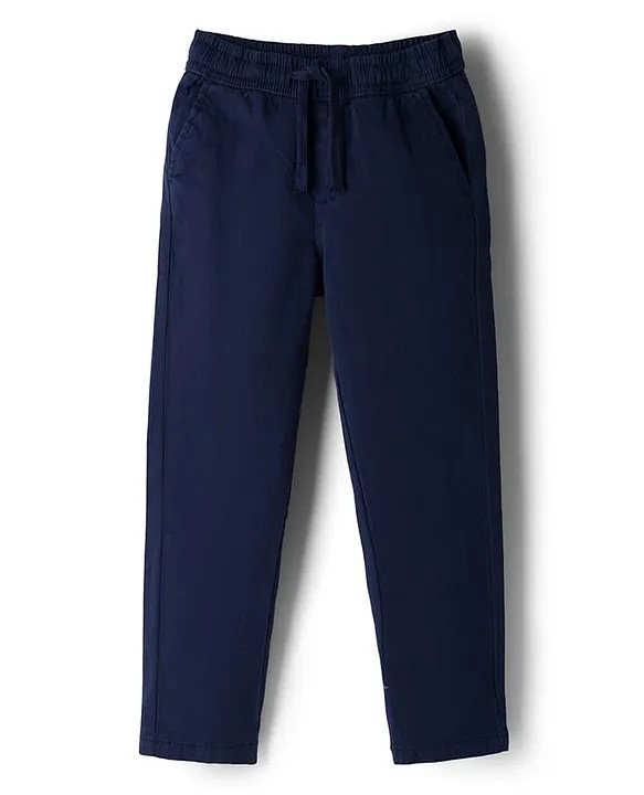 Pine Kids Woven Full Length Solid Colour Trouser Pant - Navy Blue